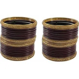 Only Offers Set Of 40 Brown Glass Artificial Stones Bangle image 3