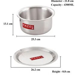 HAZEL Aluminium Tope with Lid | Food-Grade Aluminium Kitchen Utensils for Traditional Indian Cooking |Combo of Tope with Lid, 4300 ml image 3