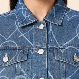 Coolsters by Pantaloons Cotton Full Sleeves Hearts Printed Jacket - Navy image 4