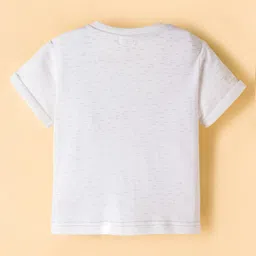 ToffyHouse Cotton Knit Half Sleeves T-Shirt & Shorts Set With Elephant Print - Blue & White image 3