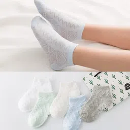 MOMISY Cotton Ankle Socks Zigzag Design Pack Of 5 Pair - Multicolour image 4