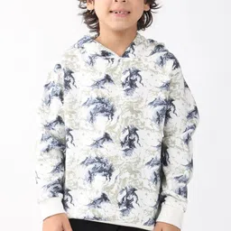 Anthrilo Fleece Knit Full Sleeves Abstract Printed Winter Hoodie & Joggers Set - Blue & Black image 5