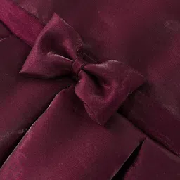 Babyhug Party Wear One Shoulder Pleated Dress With Bow Applique - Maroon image 5