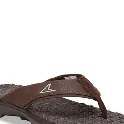 Power Men Coffee Brown Solid Thong Flip-Flops image 5