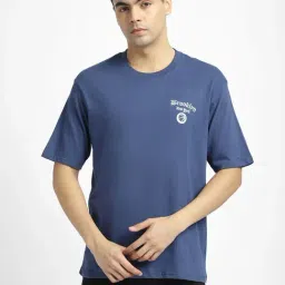 R&B Blue Cotton Relaxed Fit Printed T-Shirt-picture-12