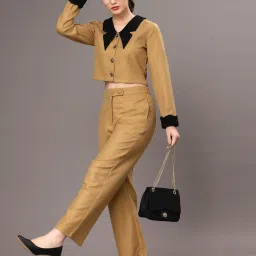 KASSUALLY Mustard Relaxed Fit Crop Shirt image 4
