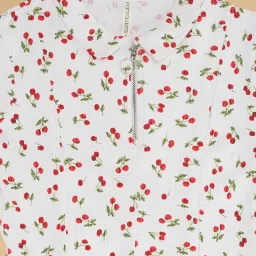 Pantaloons Junior Girls White Cotton Printed Dress image 4