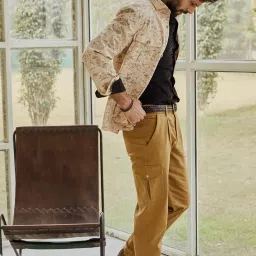 ANDAMEN Black Regular Fit Corduroy Shirt image 4