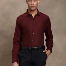 Turtle Maroon Cotton Slim Fit Dobby Shirt-picture-28