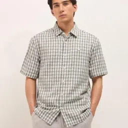 The Bear House Grey Polyester Checked Regular Fit Shirt-image-74