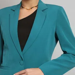 Powersutra Teal Regular Fit Blazer image 4