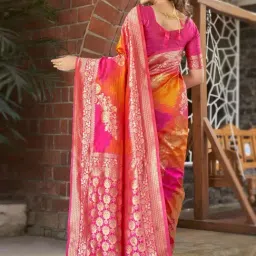 Manohari Pink Woven Saree With Unstitched Blouse image 2