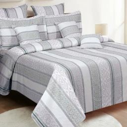 Swayam Blue Cotton Geometric King Bed Sheets 2 Pillow Covers-picture-45