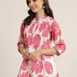 Libas Pink Cotton Printed Kurti image 4
