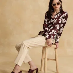 KAZO Maroon Print Relaxed Fit Shirt image 4