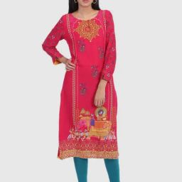 Rangriti Pink Printed Straight Kurta-picture-5