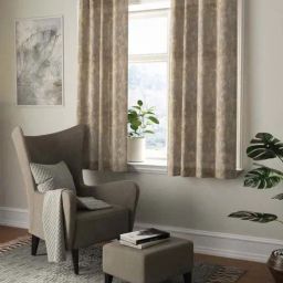 Bianca HOUSE OF LUX Beige Faux Silk 5 Ft. Window Curtain - Set of 2-picture-5