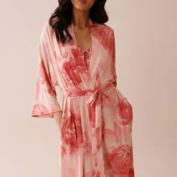 La Vie En Rose Pink Regular Fit Floral Print Kimono-picture-28