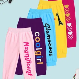 YK Girls Pack Of 5 Printed Mid-Rise joggers-picture-55