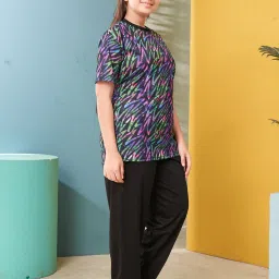 Aarika Kids Purple & Black Printed Top with Pants image 4