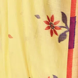 Satrani Yellow Linen Woven Saree With Unstitched Blouse image 4