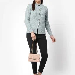 Kalt Light Blue Self Design Sweater image 4