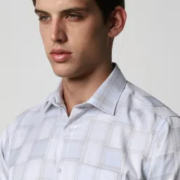 Van Heusen Grey Cotton Regular Fit Checks Shirts image 4