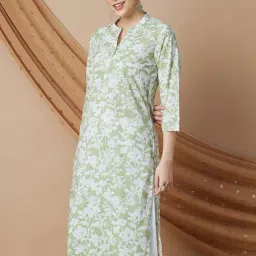 Melange By Lifestyle Sage Cotton Regular Fit Printed Kurtas-picture-44