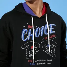 Difference of Opinion Black Loose Fit Printed Hooded Sweatshirt image 4