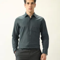Arrow Green Cotton Regular fit Self Formal Shirt image 4