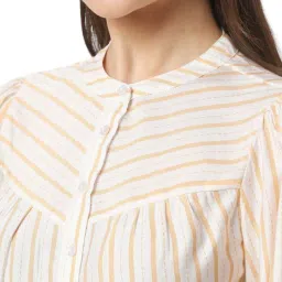 Van Heusen White Regular Fit Striped Top image 4