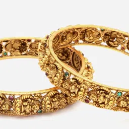 Panash Gold Plated 24 CT Handcrafted Antique Set of 2 Bangles image 4