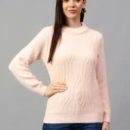 Cantabil Light Pink Self Design Sweater-picture-14