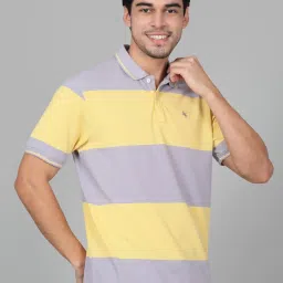 Cantabil Yellow Regular Fit Colour Block Polo T-Shirt image 4