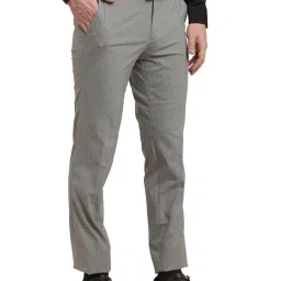 Turtle Grey Slim Fit Dobby Trousers image 4