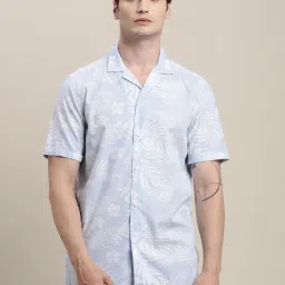 Turtle Light Blue Cotton Regular Fit Printed Shirt image 4