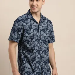 Turtle Blue Cotton Regular Fit Printed Shirt image 4