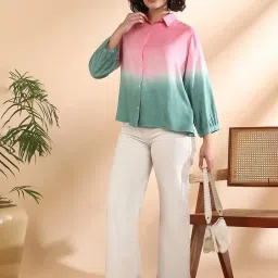 Maaesa Green Rayon Ombre Shirt image 4