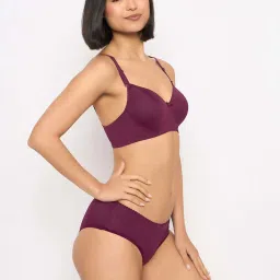 Clovia Purple Regular Fit Bra Panty Set image 4