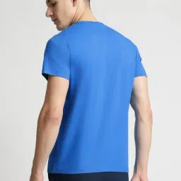Reebok Blue Cotton Regular Fit Solid T-Shirt image 2