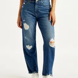 Levi's Blue Distressed Relaxed Fit High Rise Jeans-picture-30
