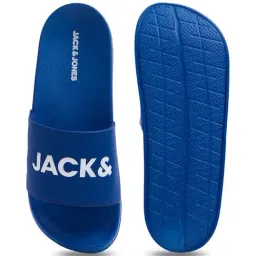 Jack & Jones Men's Dark Blue Logo Print Pool Sliders image 4