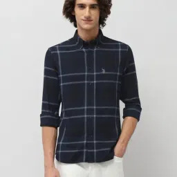 U.S. Polo Assn. Blue Cotton Regular Fit Checks Shirt-picture-18