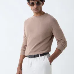 WES Formals by Westside Beige Knitted Slim-Fit Sweater-picture-18