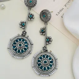 ABDESIGNS Silver Plated Artificial Stones & Beads Classic Drop Earrings-picture-19