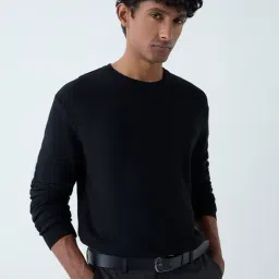 WES Formals by Westside Black Knitted Slim-Fit Sweater-picture-10