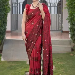 Manohari Red Woven Saree With Unstitched Blouse-picture-13