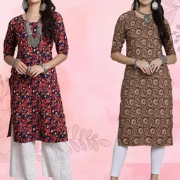 Ethnic basket Women Pack Of 2 Multicoloured Crepe Kurtas-picture-43