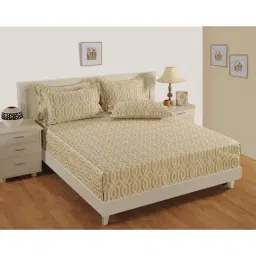 Swayam Yellow Cotton Stripes Double Bed Sheets 2 Pillow Covers-picture-12