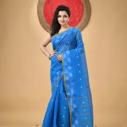 Desh Bidesh Blue Cotton Woven Saree-picture-17